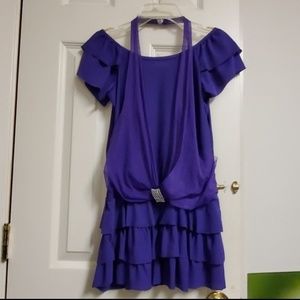 Vintage purple halter mini dress w/ silver detail